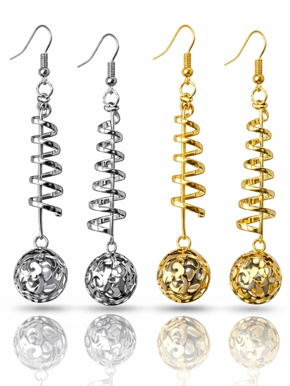 Long Spiral Dangling Earrings